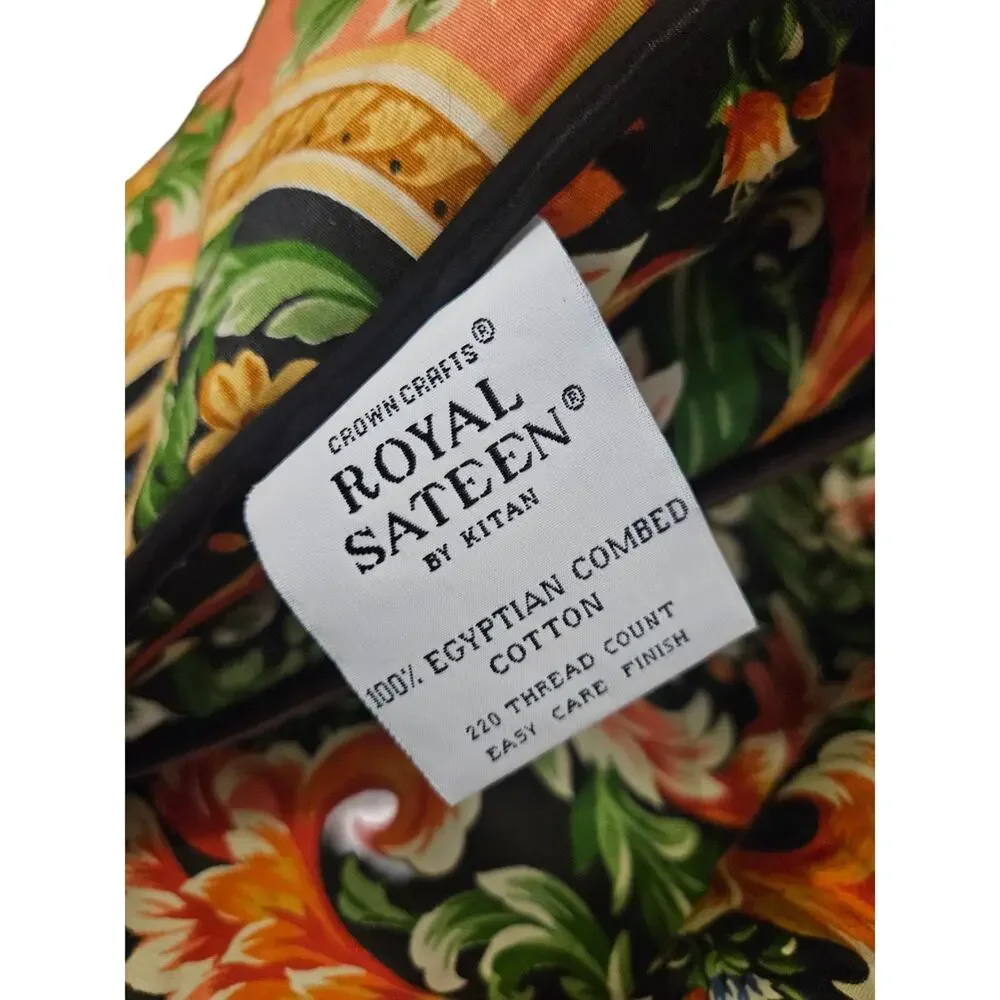 Vintage 90s Royal Sateen Twin Comforter 2 Pillow Shams Egyptian Cotton Ornate